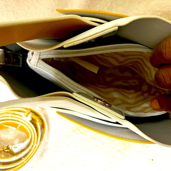 NWT yellow and white leather mini handbag . - Picture 6 of 6